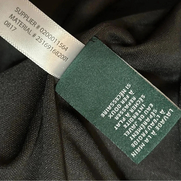 RALPH LAUREN Black Knee Length Sheath Dress Bell Sleeve V-neck Lace Hem Formal 4 - Picture 9 of 10